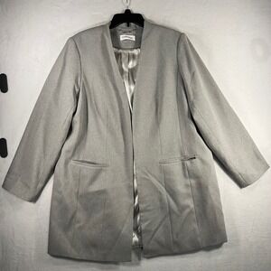 Calvin Klein Women's Gray Open Front Blazer Jacket Pants Suit Set